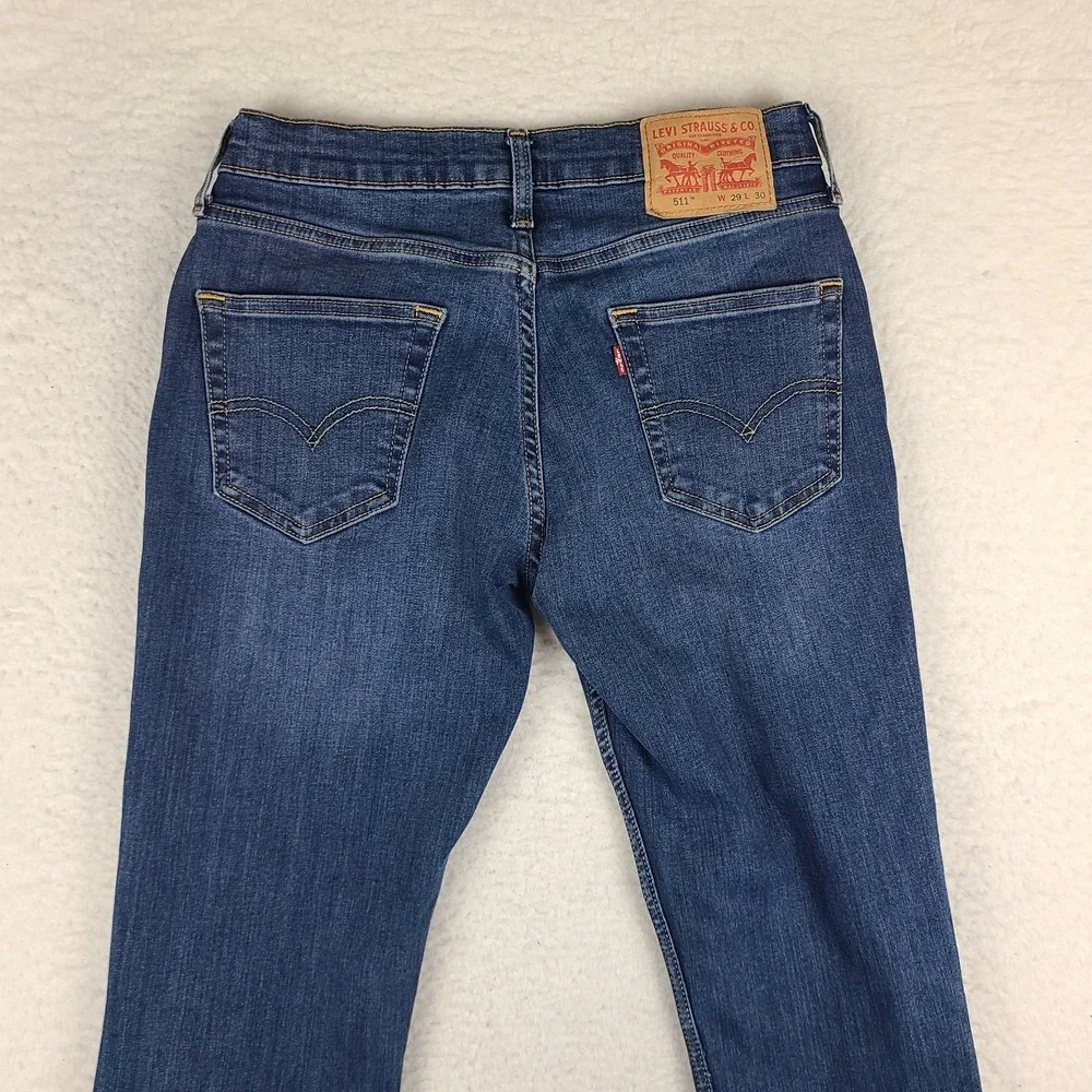 Levi's 511 Jeans Mens 29x30 Blue Slim Fit Waterless Dark Wash‎ Denim